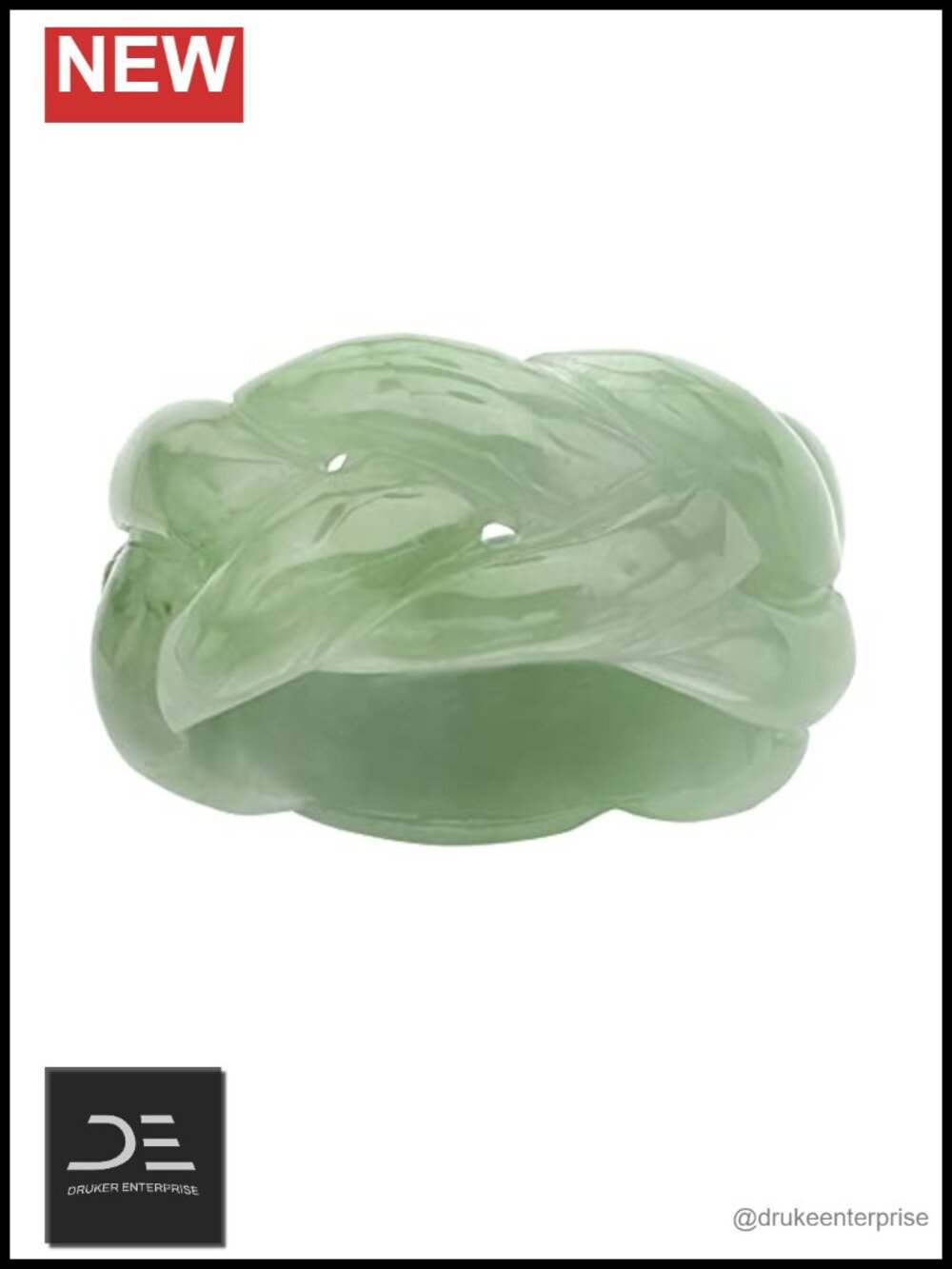 Genuine Green Jade Braided Eternity Ring Size 6-12